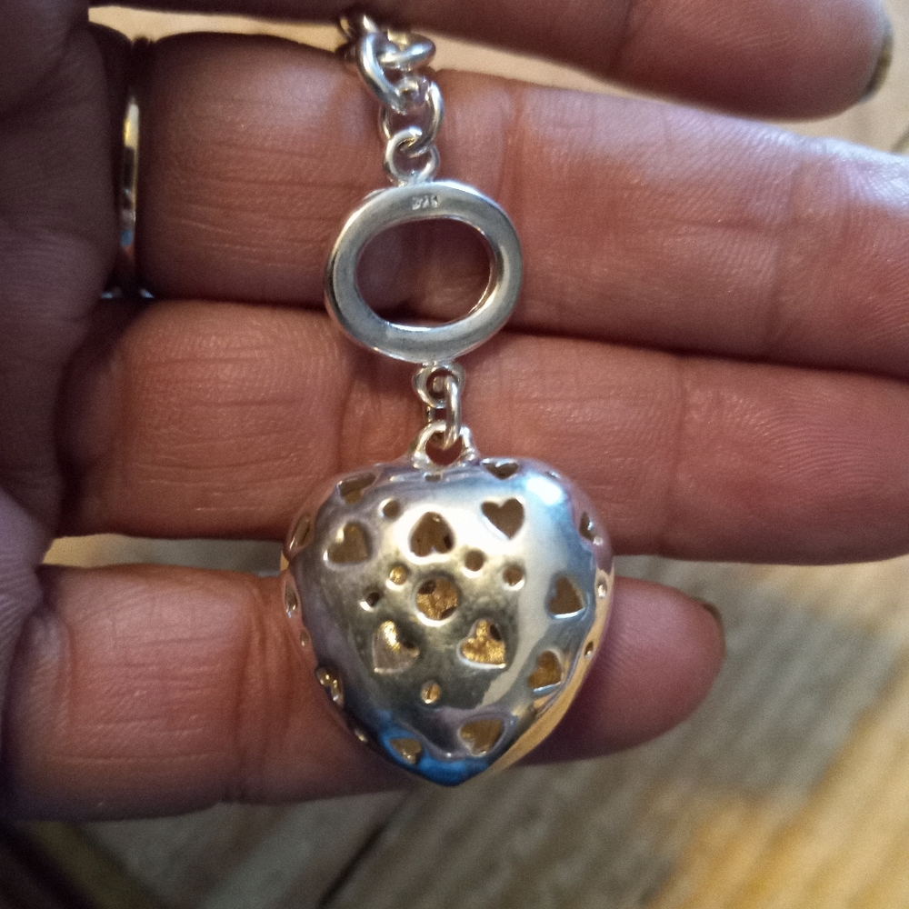 EUC Sterling Silver Key to my Heart Toggle Bracelet 8" - Picture 3 of 9